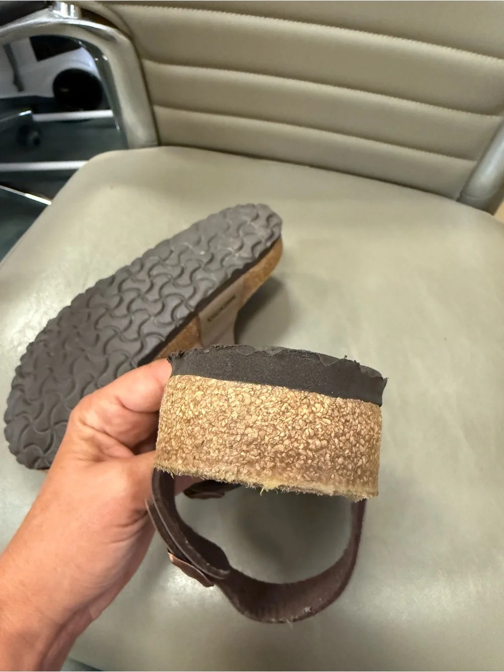 Birkenstock Women's Taupe Brown Double Strap Slide Sandals